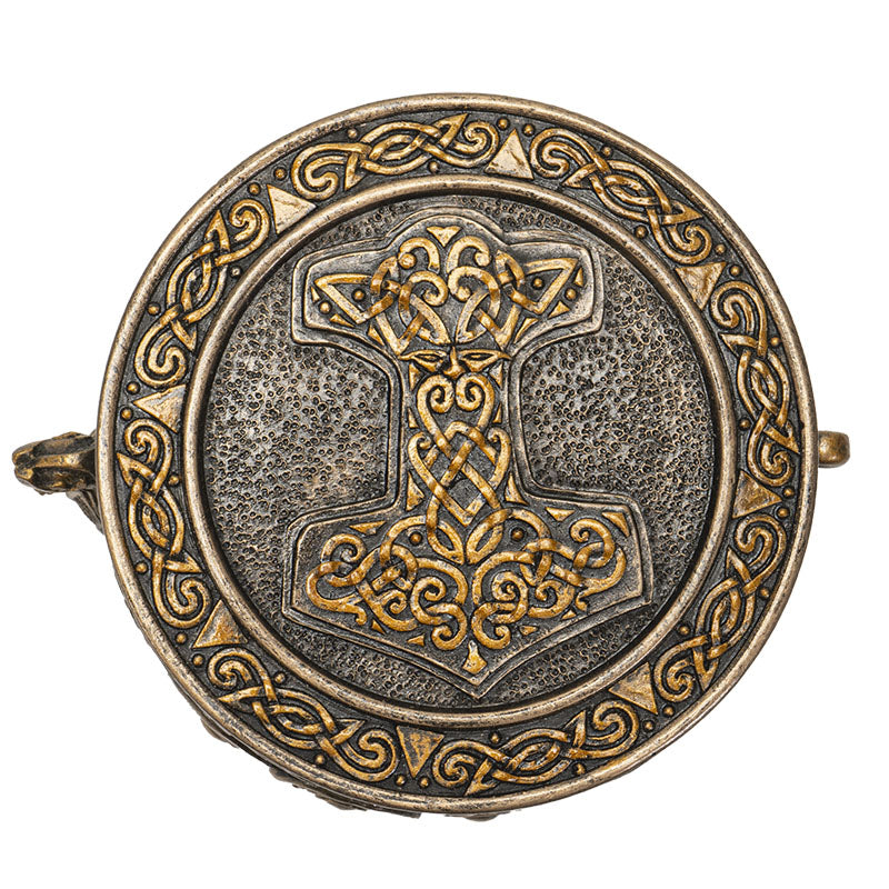 Norse Viking Knotwork Thor Hammer Mjolnir Dragon Longship Decorative Jewelry Box