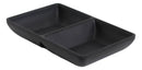 Ebros Pack of 6 Contemporary Matte Black Jade Melamine Condiments Dipping Bowl or Dish With Divider 2 Partition Compartments