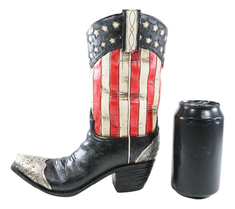 Rustic Western American Flag Old Faithful Patriotic Cowboy Boot Floral Vase
