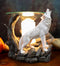 Ebros White Wolf Howling Electric Oil Burner Tart Warmer Statue Night Light