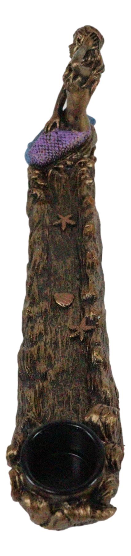 Coastal Sun Bathing Mermaid Over Ocean Waves Candle Holder Incense Burner