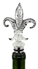 Ebros Silver Color Acrylic French Fleur De Lis Wine Bottle Stopper Topper W/ Cork Bar
