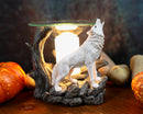Ebros White Wolf Howling Electric Oil Burner Tart Warmer Statue Night Light