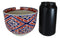 Japanese Design Diamond Contrast Ceramic Ramen Udong Bowl & Chopsticks Set