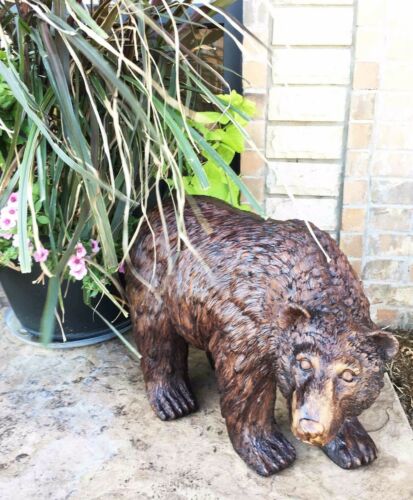 Large 21" Long Grizzly Brown Bear Polyresin Outdoor Garden Decorative Statue