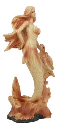 Ebros Ocean Marine Mermaid Princess With Sea Turtle Decor Statue In Faux Wood Resin