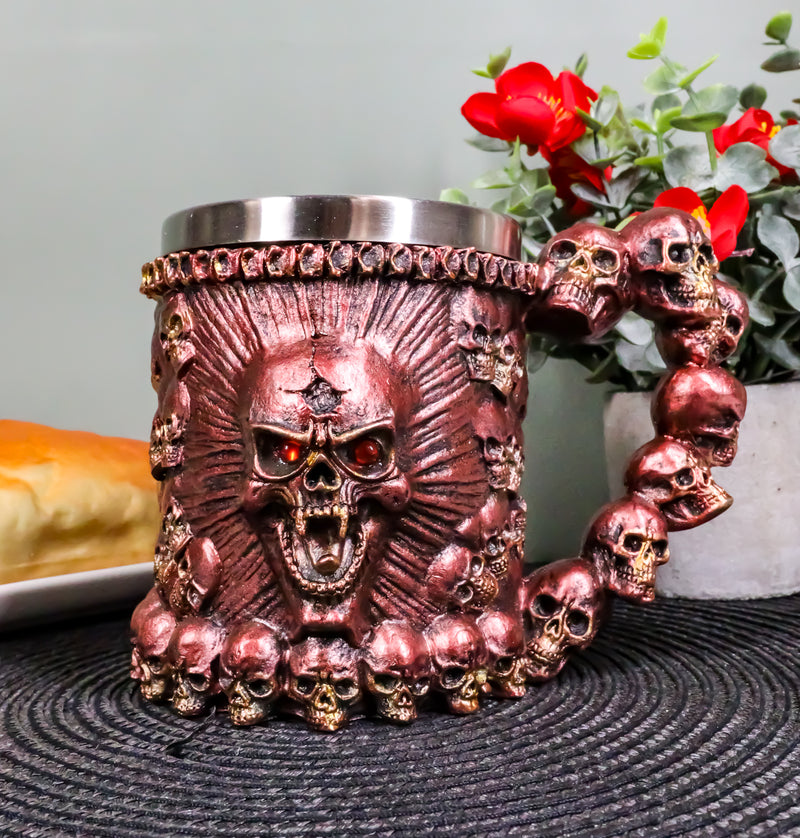 Ossuary Metallic Red Protruding Skull With Bloodshot Eyes Mug Beer Stein Tankard