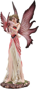 Ebros I Love You Pastel Magenta Pink Fairy Mother Carrying Child Daughter Statue Faery Garden Fantasy Collector Figurine