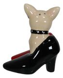 Kissing Chihuahua Dogs In Red And Black Pump Heel Shoes Salt And Pepper Shakers