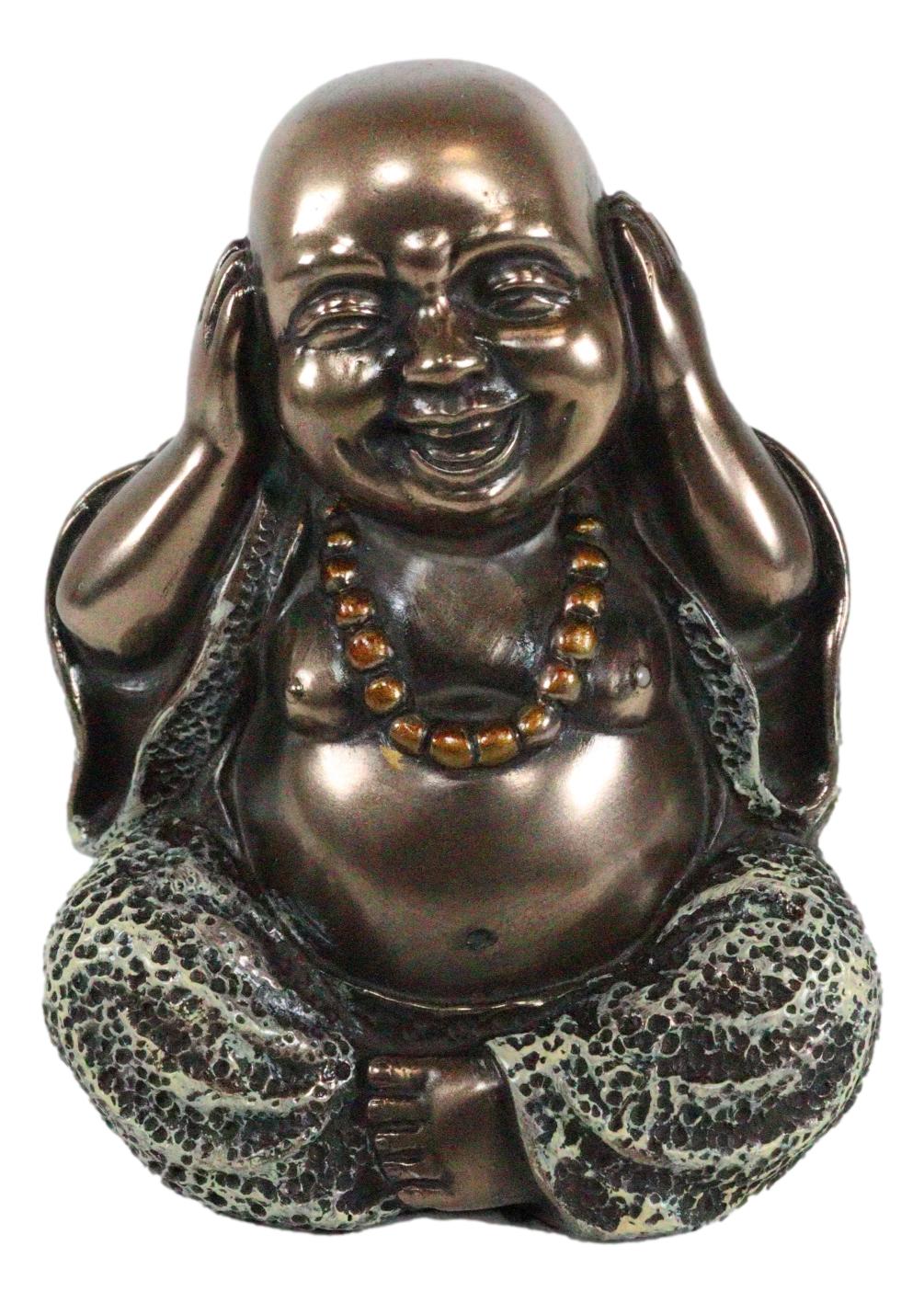 Ebros Small Charm Wise See Hear Speak No Evil Lucky Buddha Statues 4"Tall Bodhisattva Eastern Enlightenment Hotei Figurines - Ebros Gift