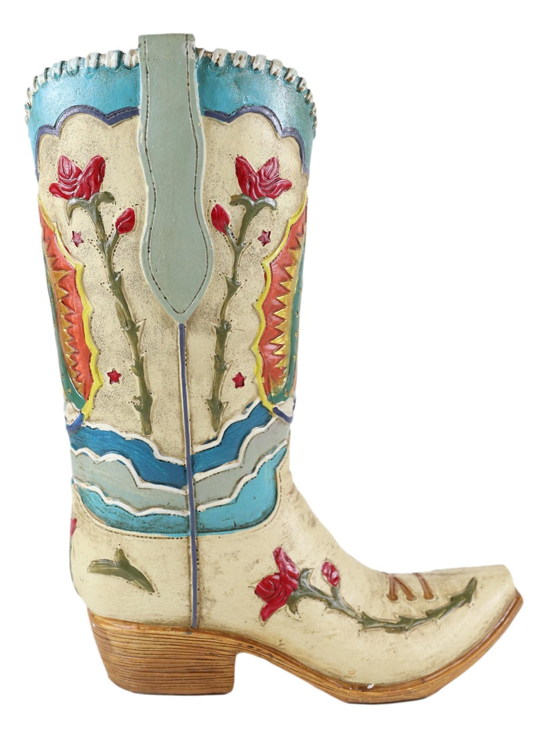 Rustic Western Colorful Our Lady Madonna Guadalupe Cowboy Boot Vase Figurine