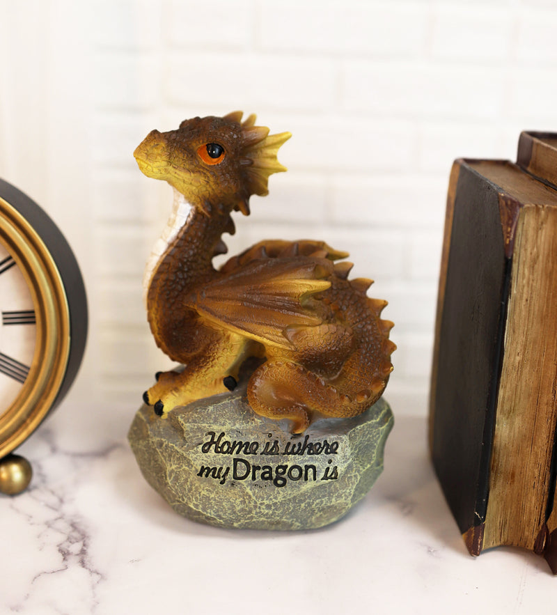 Ebros 'Home is Where My Dragon is' Baby Dragon on Rock Resin Figurine 7.5" H