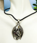 Ebros Purple Gem Sentinel Lancer Dragon Drake Alloy Pendant Necklace Accessory