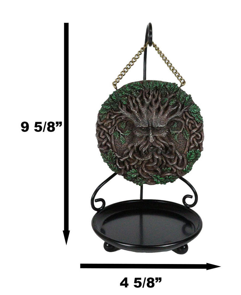 Spirit Tree God Ent Celtic Greenman Round Disk Backflow Incense Cone Burner