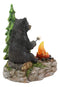 Ebros Rustic Black Bear Roasting Marshmallow By Bonfire LED Night Light Statue