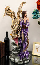 Large 26"H Gothic Soothsayer Psychic Fairy & Bone Skeletal Ghost Dragon Statue