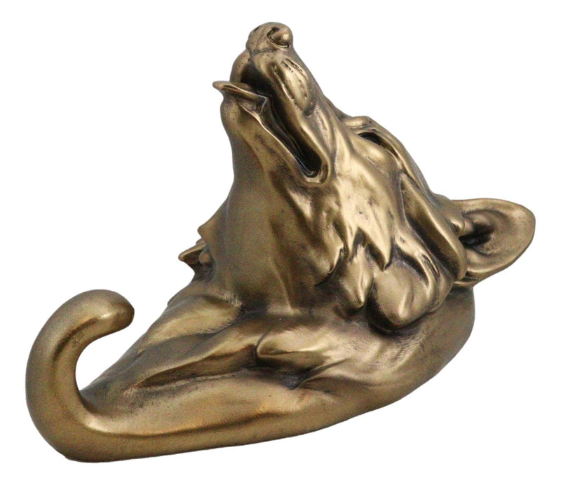 Wolf Animal Head Single Wall Hook Hanger Animal Shape Rustic Faux Bronze Figure