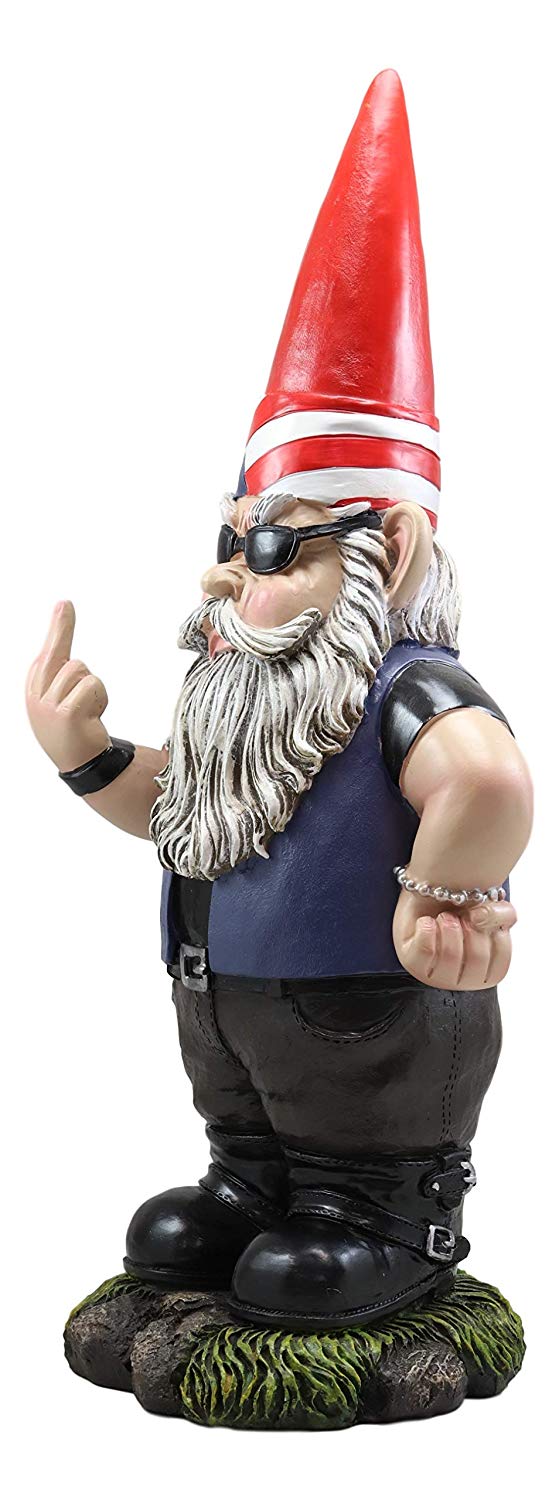 Ebros Rude Garden Greeter Go Away! Gnome Dwarf Statue 17.25"H Patriotic Gnome - Ebros Gift