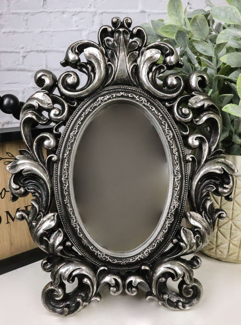 Victorian Floral Scrollwork Ornate Vanity Dressing Desktop Table Mirror Accent