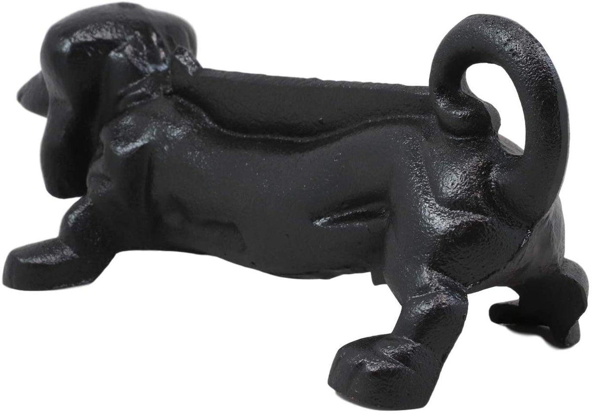 Ebros Cast Iron Rustic Black Sausage Dachshund Dog Boot Cleaner Scraper Weathered Outdoor Patio Backyard Entrance Accent Statue 12.75" Long for Dirty Shoes Boots Footwear - Ebros Gift