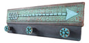 Rustic Southwestern Floral Lace Turquoise Arrow 3-Peg Hooks Wall Decor Plaque
