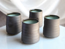 Pack Of 6 Ceramic Zen Blue Style Yunomi Notched Teacup Tea Cups Without Handles