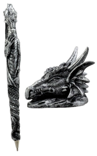 Ink Of Fire Spirit Dragon Pen With Dragon Head Base Holder Figurine Office Desk