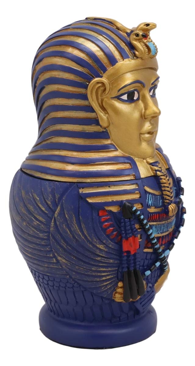 Ebros 3 Piece Set Pharaoh King TUT Sarcophagus Coffins with Mummy Nesting Doll Matroyshka Figurines 6" Tall - Ebros Gift