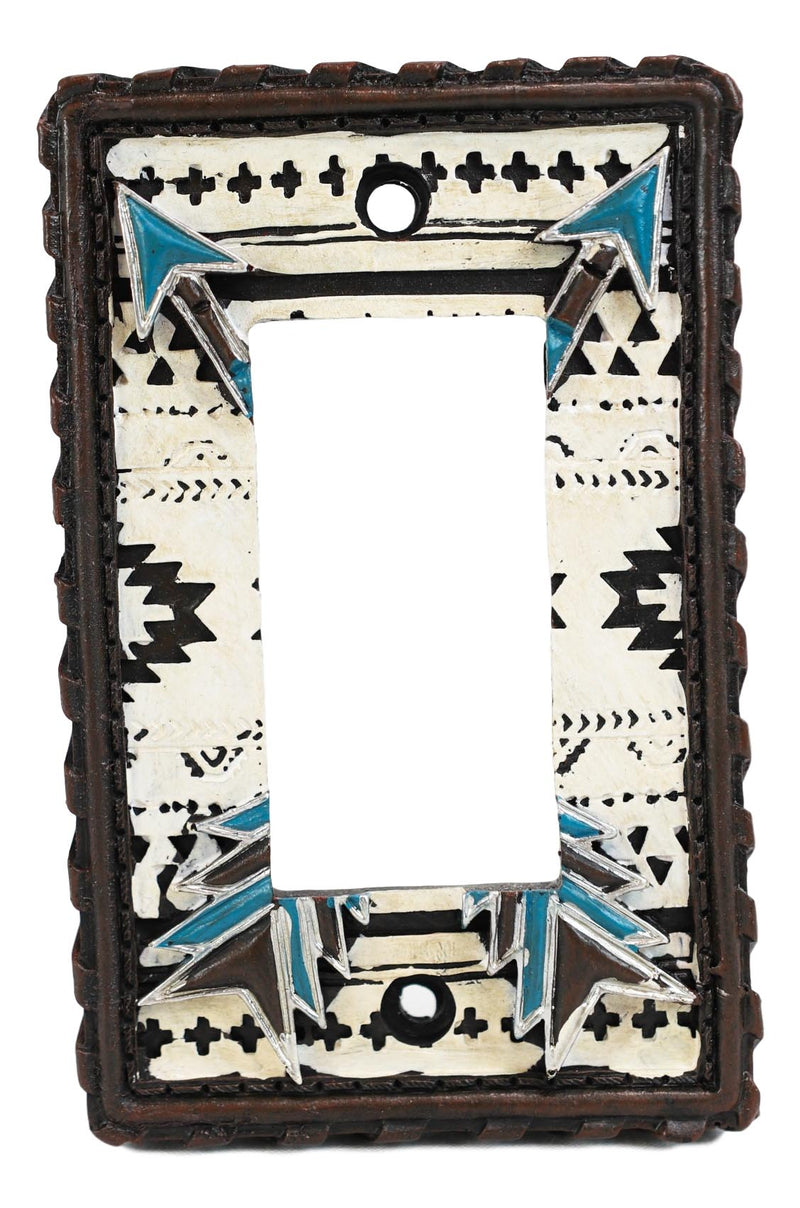 Set Of 2 Western Navajo Crossed Turquoise Arrows Wall Single Rocker Switch Plate