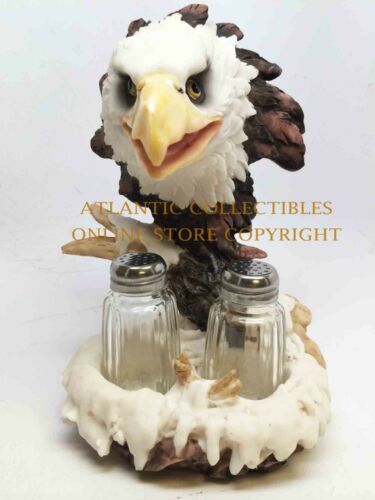 American Bald Eagle And Nest Salt And Pepper Shakers Holder Set Home Decor