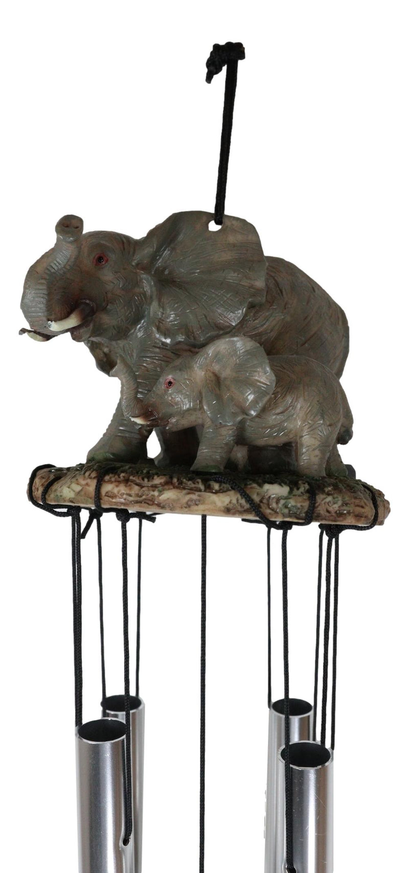 Ebros Gift Pachyderm Elephant Family Striding The Plains Resonant Relaxing Wind Chime Patio Garden Decor Decorative Figurine Noisemaker Elephants Baby Calf Safari Grasslands