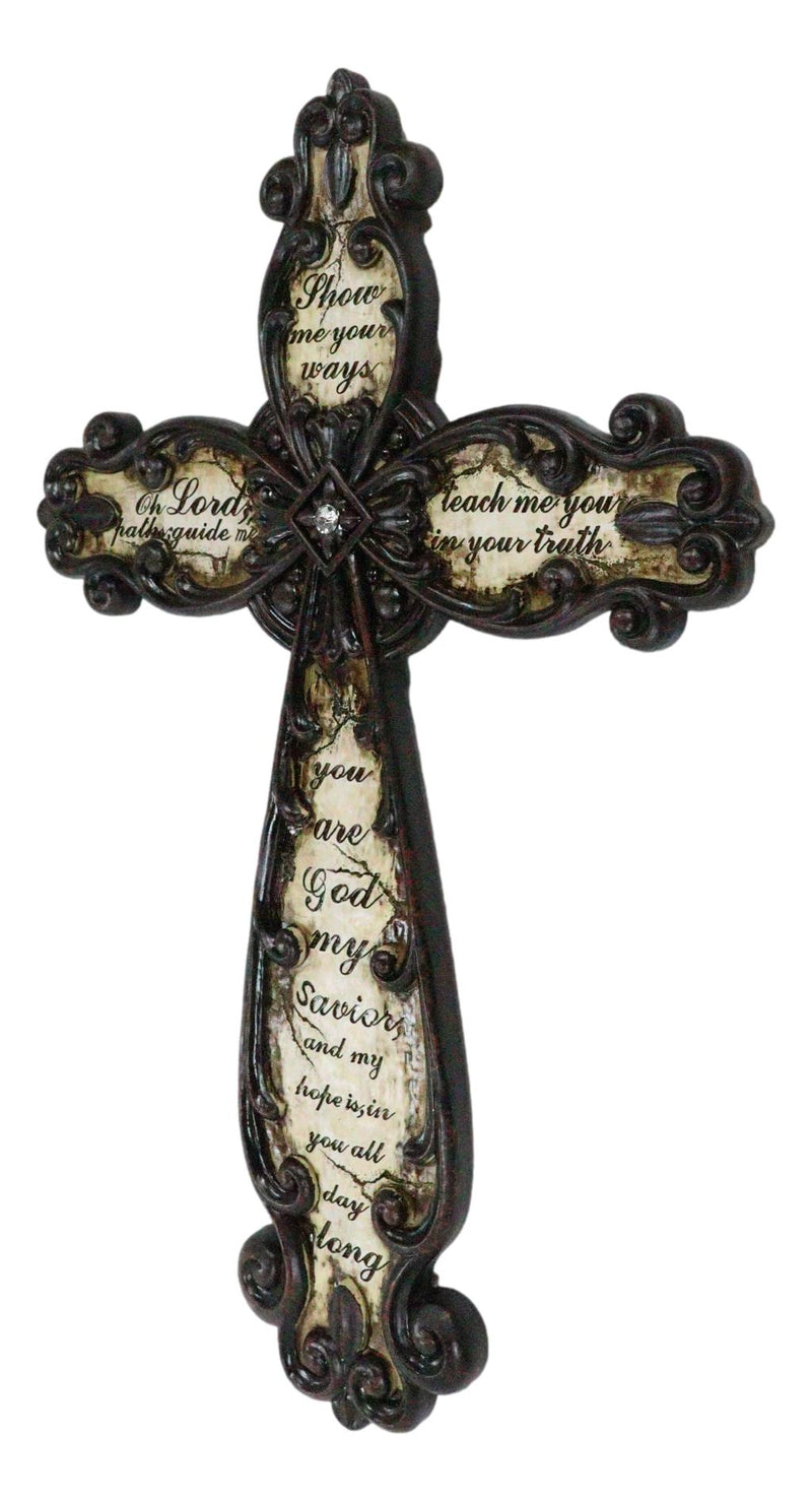 Western Scrollwork Fleur De Lis Show Me Your Ways Oh Lord Prayer Wall Cross