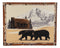 Rustic Western Black Bears By Mountain Cabin Wood Frame Canvas Wall Art 19"X15"