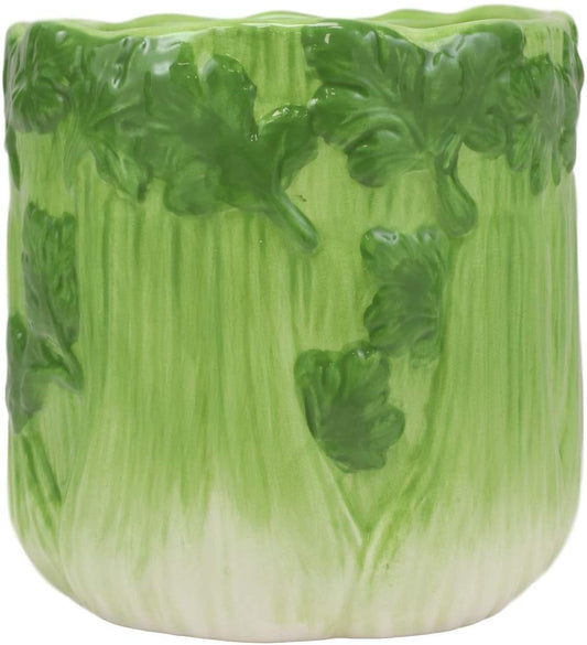 Ebros 4" Tall Ceramic Hearty Vegetable Celery Bunch Dish Bowl Holder Container - Ebros Gift