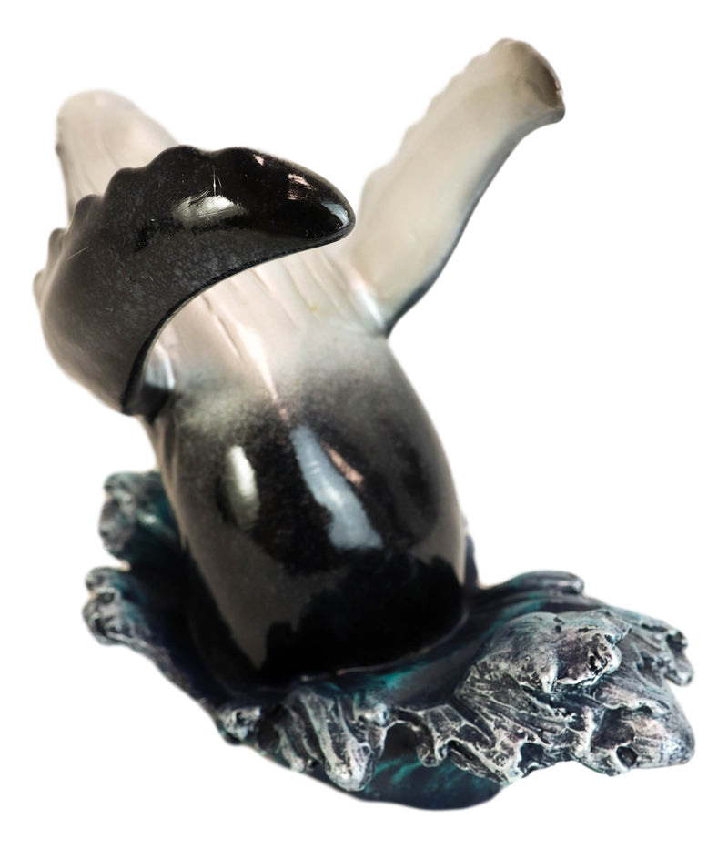 Nautical Ocean Marine Leaping Baleen Humpback Whale Wine Bottle Holder Statue