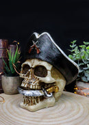 Pirate Captain Hook Marauder Skull With Golden Earring Statue Skeleton Decor