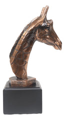 Wild Safari Giraffe Head Bust Electroplated Bronze Finish Statue With Base