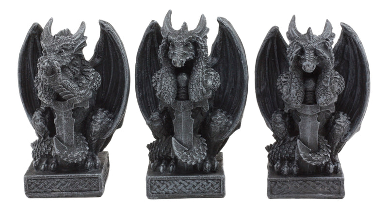 Ebros Three Wise Dragons See Hear Speak No Evil Sentinel Guardian Dragons Statue Set
