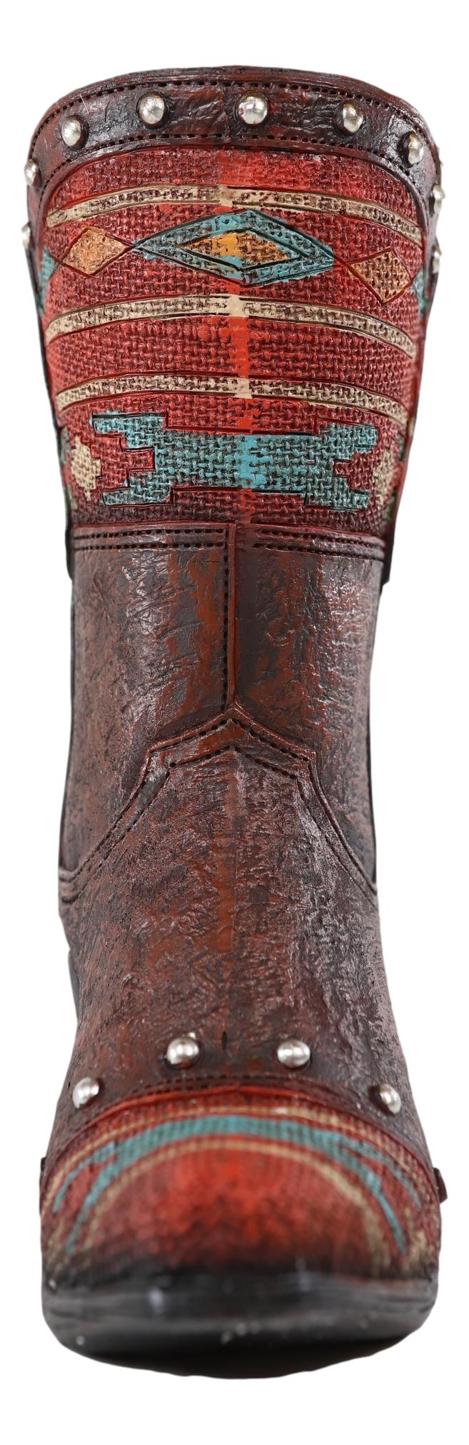 Rustic Western Cowboy Aztec Patterns Boot Flower Vase Planter Figurine Decor