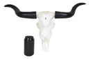 Large 27 Inch Long Legacy Longhorn Cow Black and White Tattoo Design Figurine