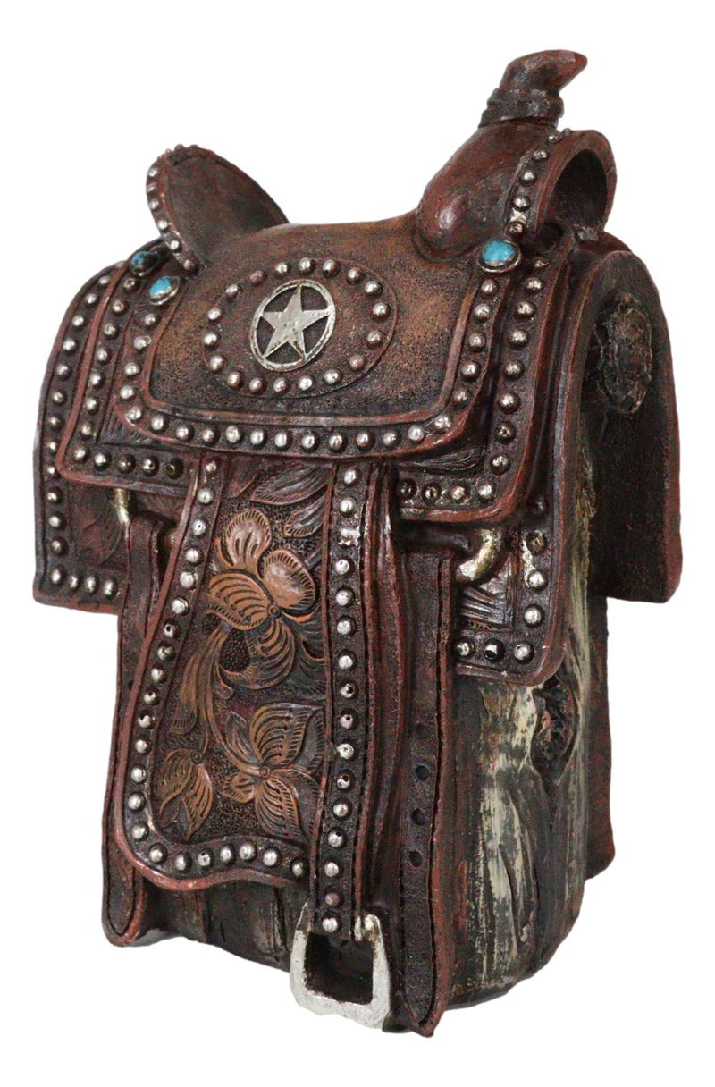 Rustic Western Cowboy Horse Saddle Lone Star Money Coin Savings Piggy Bank