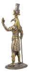 Bronzed Egyptian God Of Technology Ibis Headed Thoth Holding Was And Ankh Statue