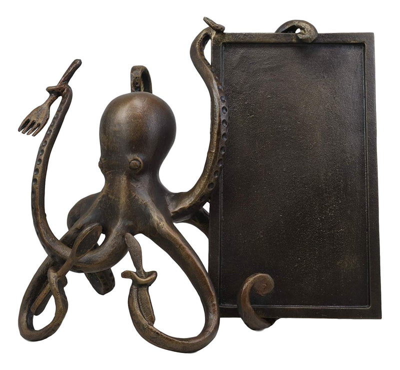Ebros Aluminum Nautical Ocean Giant Sea Octopus Chef Holding Cutlery a– Ebros  Gift