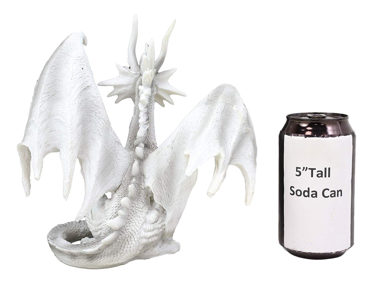 Ebros Ruth Thompson White Checkmate Dragon with Majestic Horns Statue 8.25"H