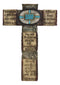 Rustic Western Christian Bible Verses Scriptures Turquoise Stones Wall Cross