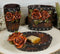 Rustic Western Faux Leather 3D Roses Tumbler Cup Soap Dish Toothbrush Holder Set