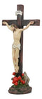 Ebros Jesus Christ On The Cross With Rose of Sharon Base Decorative Crucifix Statue