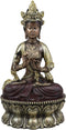 Ebros Qing Dynasty Kuan Yin Buddha Meditating On Golden Lotus Throne Statue 12"H