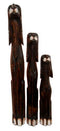 Balinese Wood Handicraft 3 Feet Large Silvered Ears Canine Hound Dog Set Statue