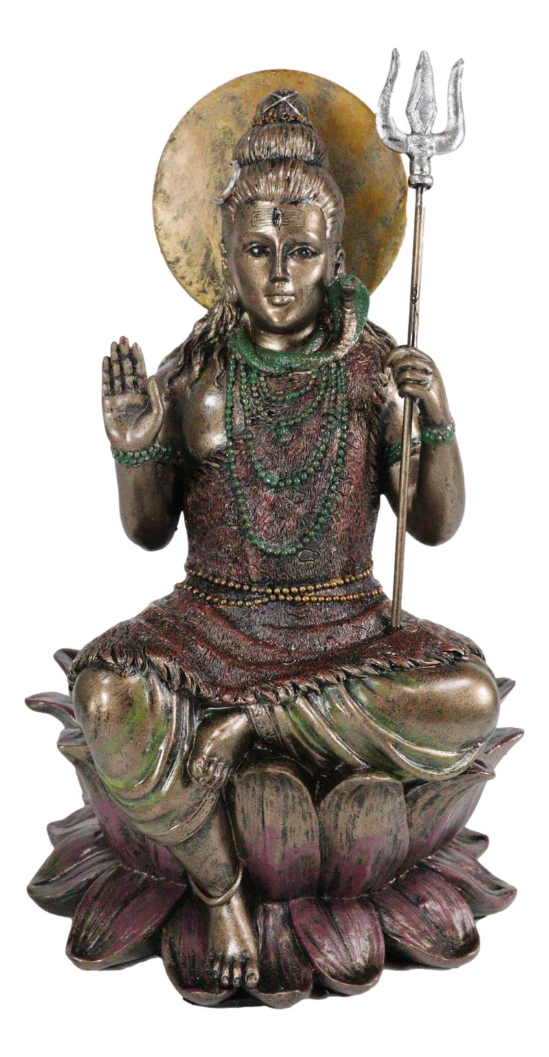 The Auspicious One Lord Shiva On Lotus Throne Statue Mahadeva Omniscient Yogi